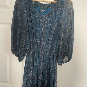 Armani Exchange Teal and Black Patterned Dress